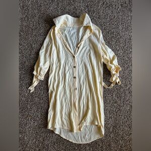 Cream Button-Up Swim Cover Up